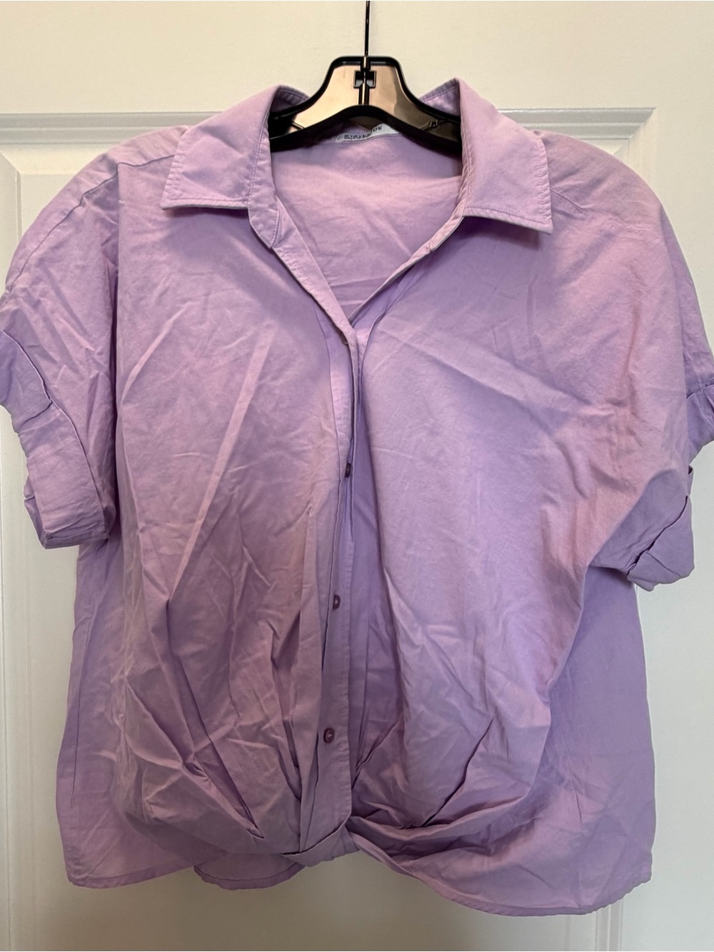 Stateside Lavender Button-Front Short Sleeve Shirt
